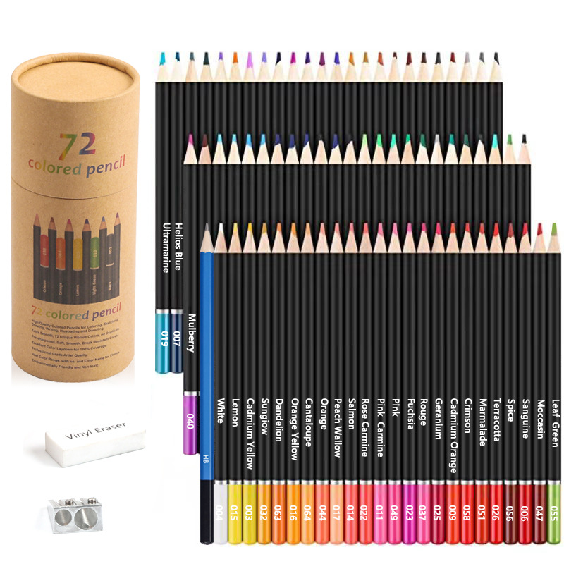 72 색상 전문 오일 컬러 연필 세트 드로잉 컬러 연필 나무 컬러 연필 아이 그림 용품